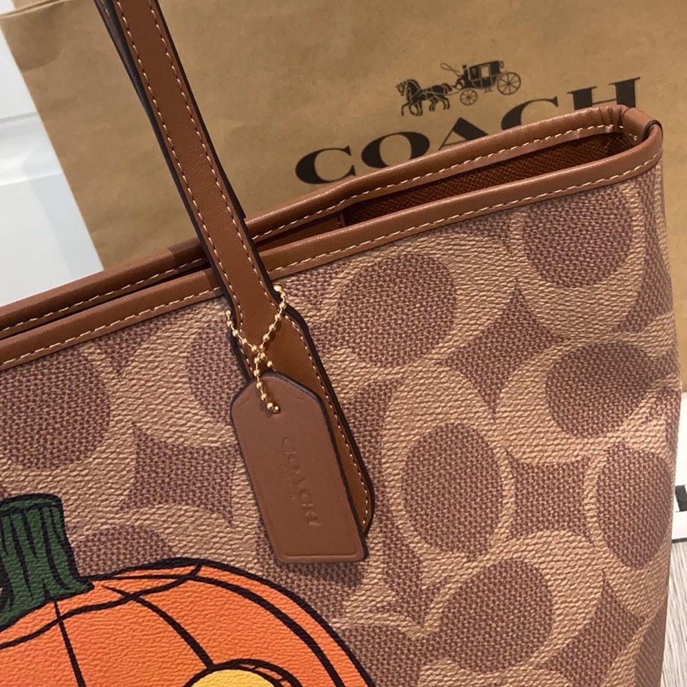 Coach Tan Pumpkin Graphic Tote - Picture 5 of 9